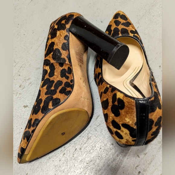 Cole Haan Chelsea Black Heel Pump Woodbury Ocelot Print Haircalf Pump. - Picture 3 of 8